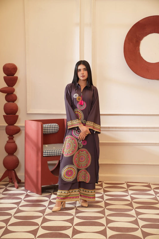 Aiman - Crepe Grip Mandala Printed Co-ord Set - Mizaaz