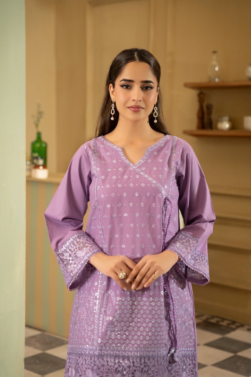 BANO – Lilac Angrakha Lawn 2PC Suit - Mizaaz