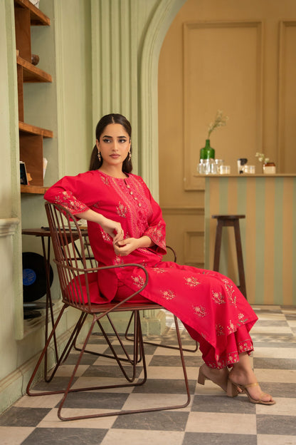 Gulrukh pink embroidered lawn 2PC suit full look - Mizaaz Pakistan