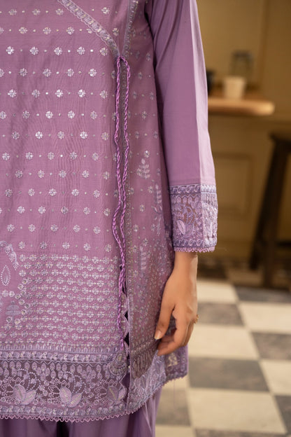 Bano lilac angrakha shirt and trouser - Mizaaz Pakistan
