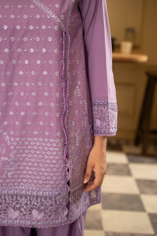 Bano lilac angrakha shirt and trouser - Mizaaz Pakistan