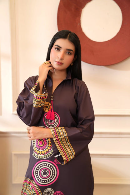 Aiman - Crepe Grip Mandala Printed Co-ord Set - Mizaaz