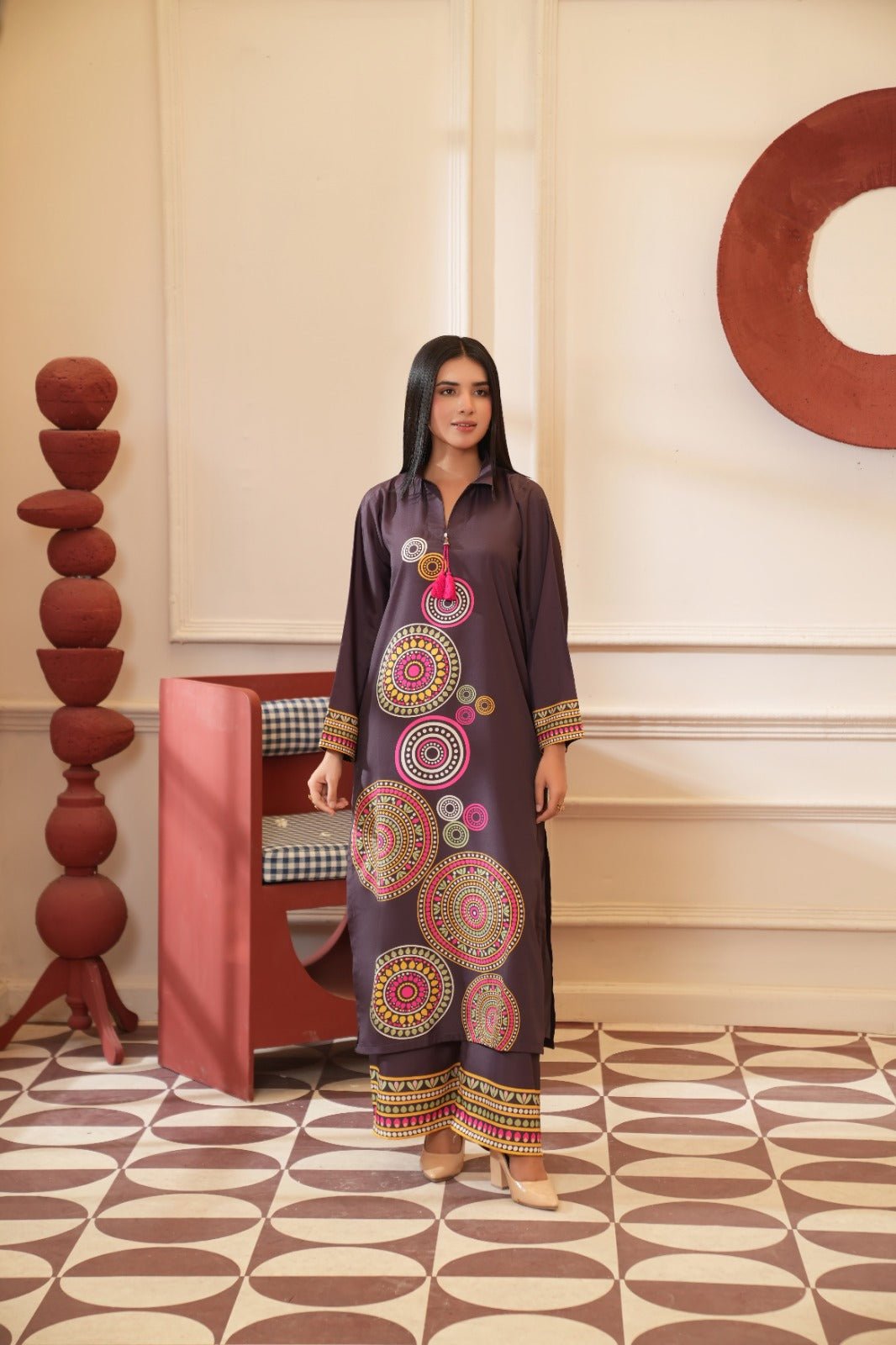 Aiman - Crepe Grip Mandala Printed Co-ord Set - Mizaaz
