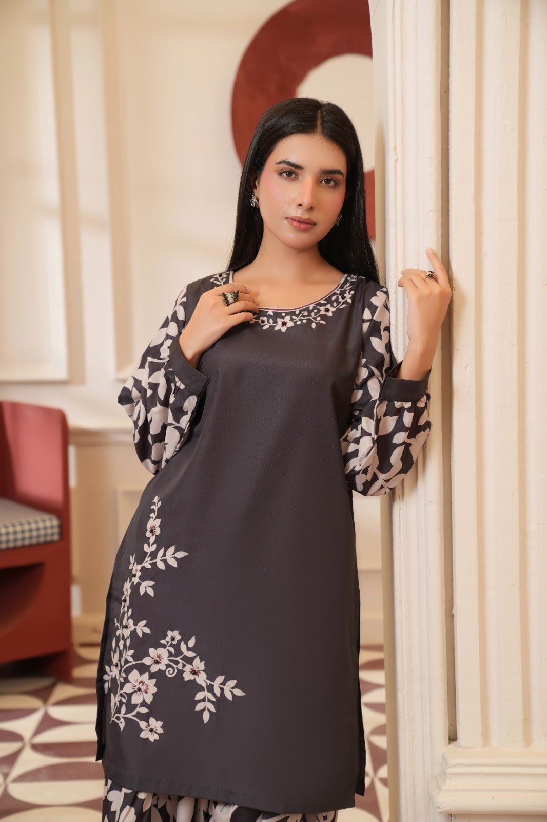 Maheen - Crepe Grip Floral Printed Co-ord Set - Mizaaz
