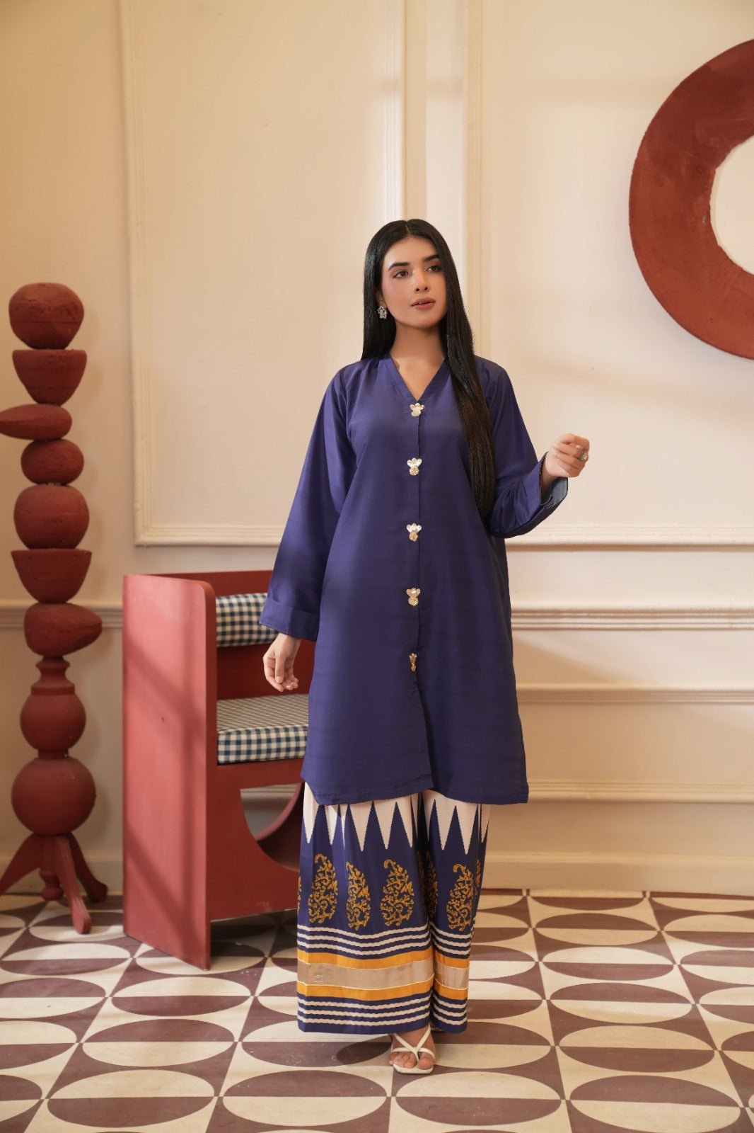 Rameen - Crepe Grip Paisley Printed Palazzo Set - Mizaaz