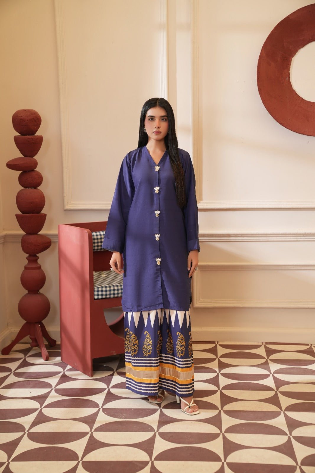 Rameen - Crepe Grip Paisley Printed Palazzo Set - Mizaaz