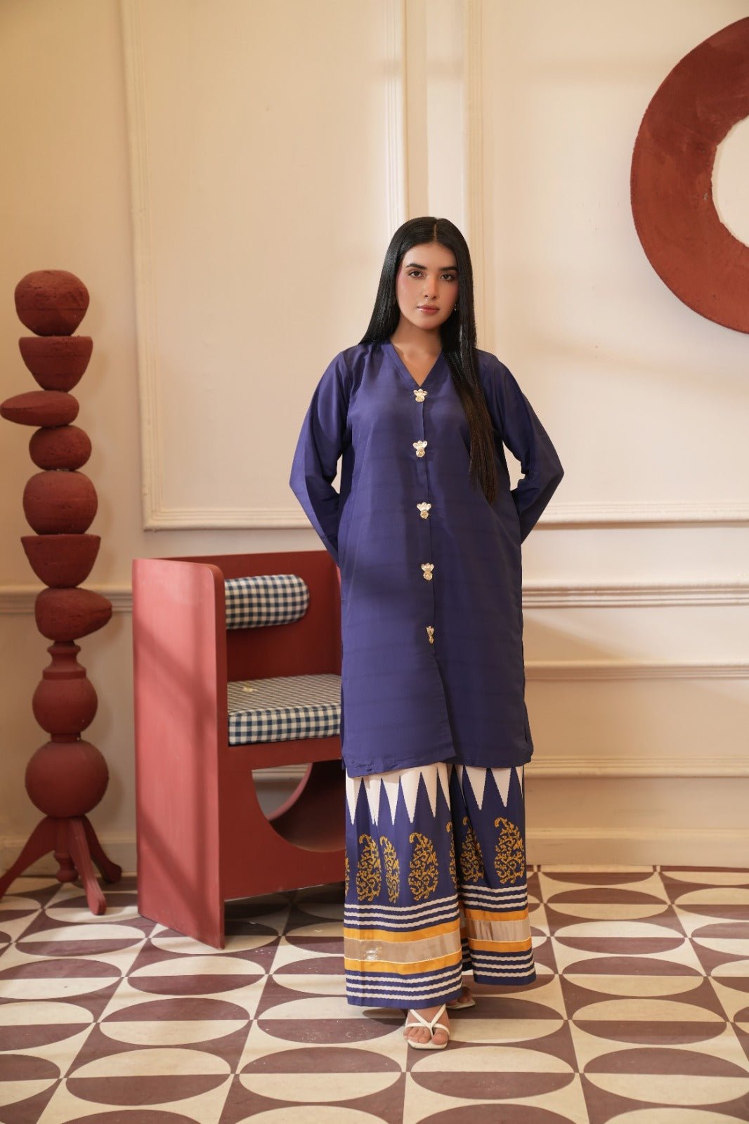 Rameen - Crepe Grip Paisley Printed Palazzo Set - Mizaaz